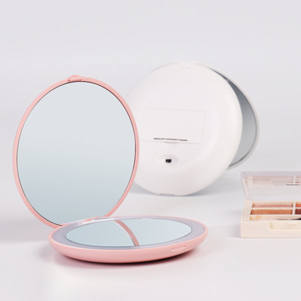 Belyst Lommespejl, 1x/10x Forstørrelse - Stort Makeup Håndspejl