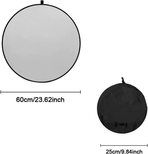 5-i-1 Ljusreflektor - Rund - Vikbar - Med Förvaringsväska - För Studioporträtt, Partyfoton, Selfies, Bröllopsfotografering (60 cm)