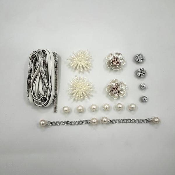 (One set) DIY pearl flower diamond chain shoe flower decoration detachable upper decoration decorative shoe buckle acces