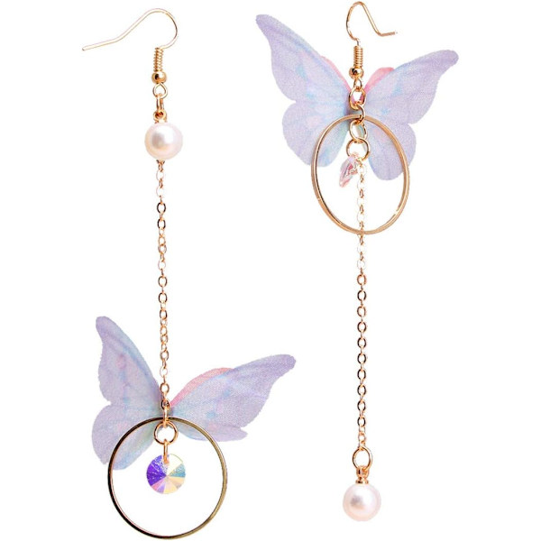 N/A Butterfly Circle Hengeøreringer Krystall Imitert Perle Asy