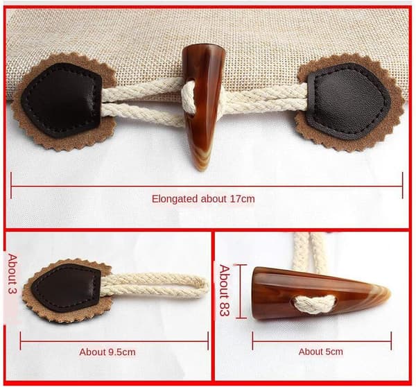 4 Par Hornknappar i Dufflecoat-Stil med Patch