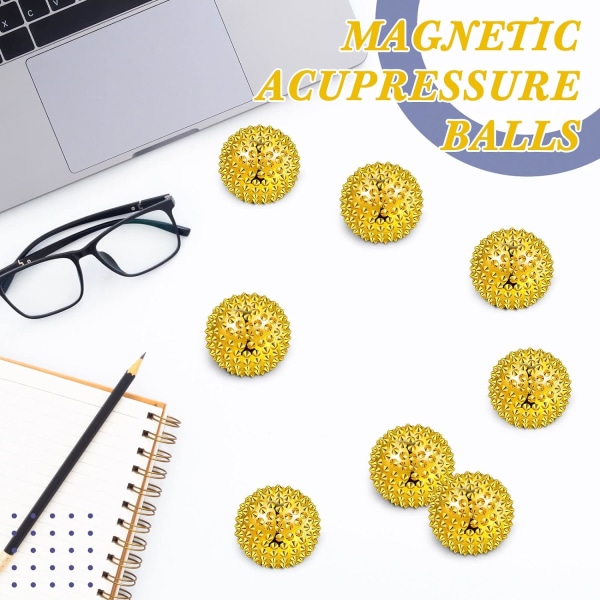 8 magnetiske massasjeballer, 32 mm diameter (gull) magnetisk acup