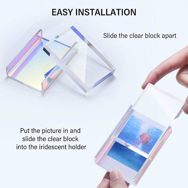 3-pakning Instax Mini Film Fotorammer 2x3, Iridescent Akryl Bilderammer