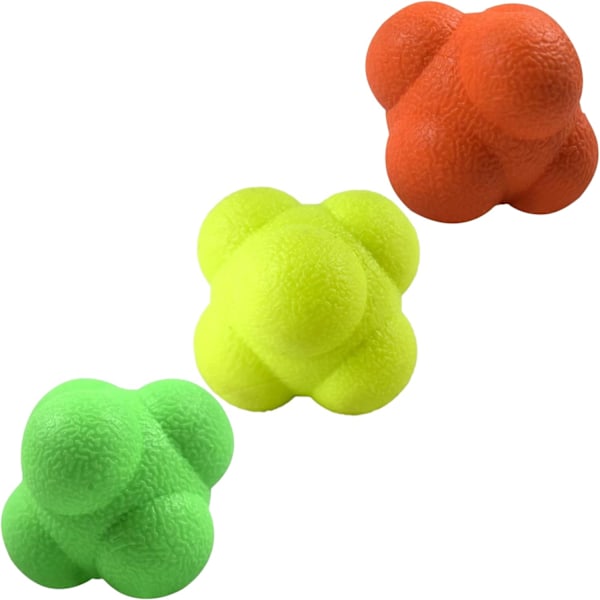 Reaktionsboll, Reflexboll för Hand-Öga-koordinationsträning, 7,2 cm, 3-pack - Orange, Gul, Grön