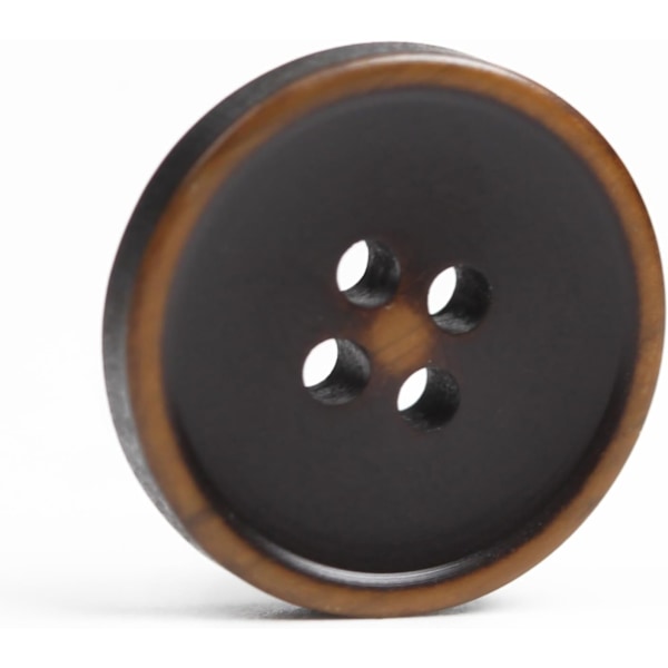 100 stk. Store 1,5 cm brune knapper for søm Rund harpiks brune knapper for håndverk 4 hull Flatback kappe knapper for skjorte genser DIY og klær Brun