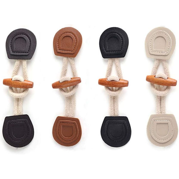Hornknapper 16 Par Træ PU Læder Hornknapper Toggle Knapper