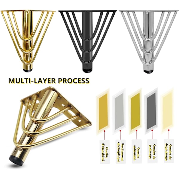 4 kpl Kultaiset Metalliset Huonekalujalat, 15 cm Kahvipöydän Jalat, Elegantti M