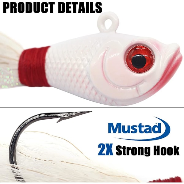 3 kpl Bucktail-Jigit-Suolavesi-Karvajigit-Pää -Kalastusvieheet-Lajitelmasarja-14g