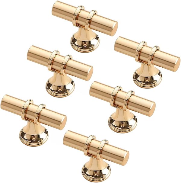 6 st. guld möbelknoppar guldhandtag - dörrhandtag