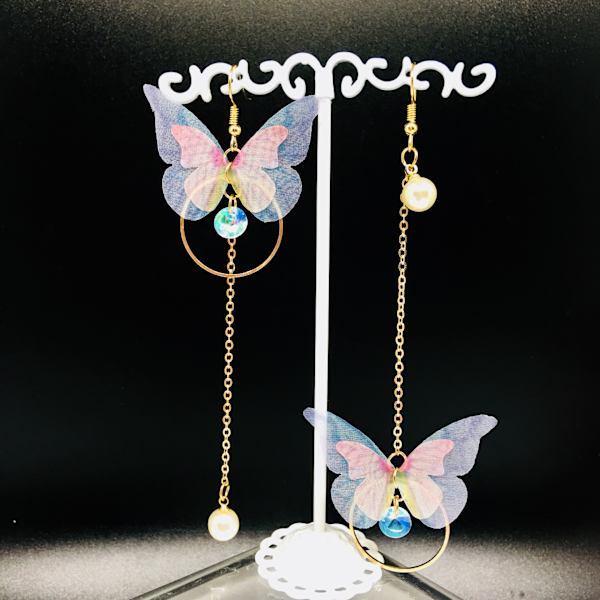 N/A Butterfly Circle Hengeøreringer Krystall Imitert Perle Asy