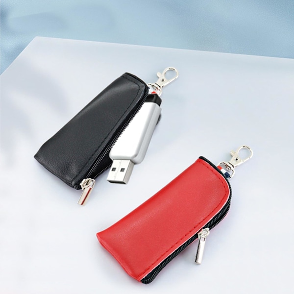 2 stk. Minnepenn Etui USB Oppbevaringsetui USB Minnepenn PU Læretui USB Beskyttelsesetui Lite nøkkeletui for å beskytte din USB-minnepenn eller nøkler