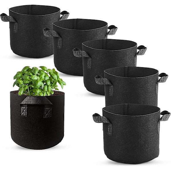 6 stk Planteposer (2 Gallons), Ikke-vevd stoffpotte med håndtak