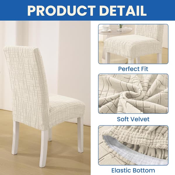 Restaurantstolovertrekk, sett med 4, elastiske stolovertrekk, beige