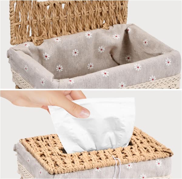 1 stk (20x14x10cm) Rektangulær Flettet Vevboks Rattan Vevboks