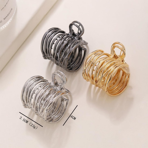 3-pack Medium Stora Metallhårklämmor för Kvinnor, Hajhårklämmor, Icke-S