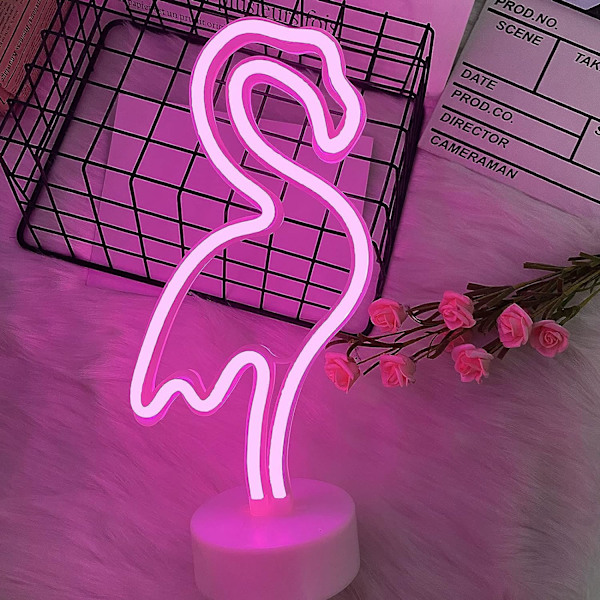 Flamingon neonikyltti yövalo paristoilla/USB-liitännällä - LED - sopii