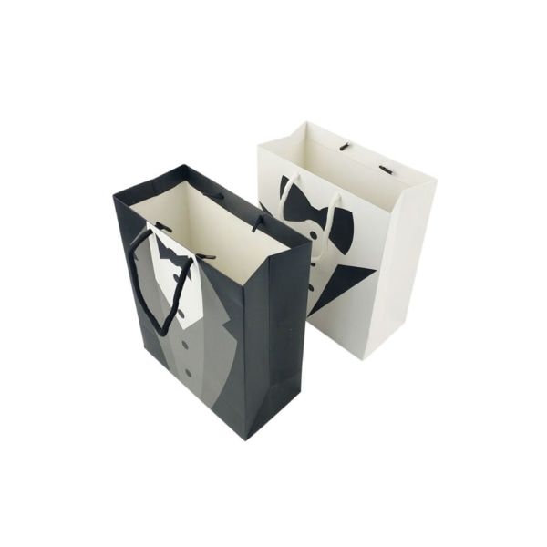 5 stk. sorte tote-tasker, hvide papirsposer, gavepapirpose