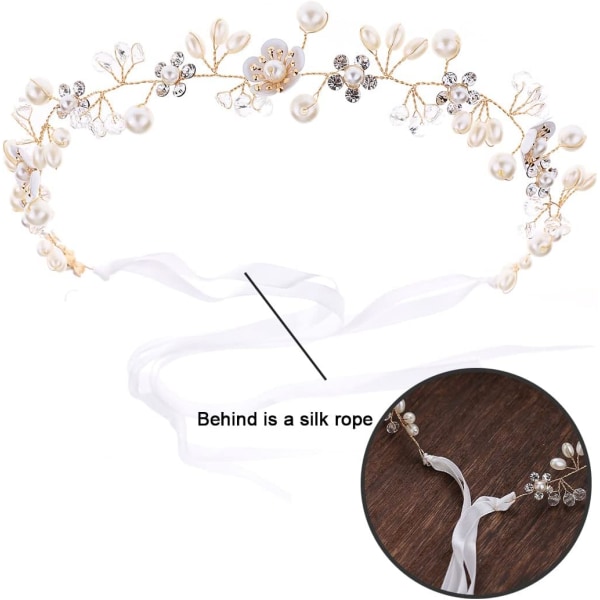 Kvinner Flower Pannebånd (hvit, gull) med Ribbon Floral Crown Wedd