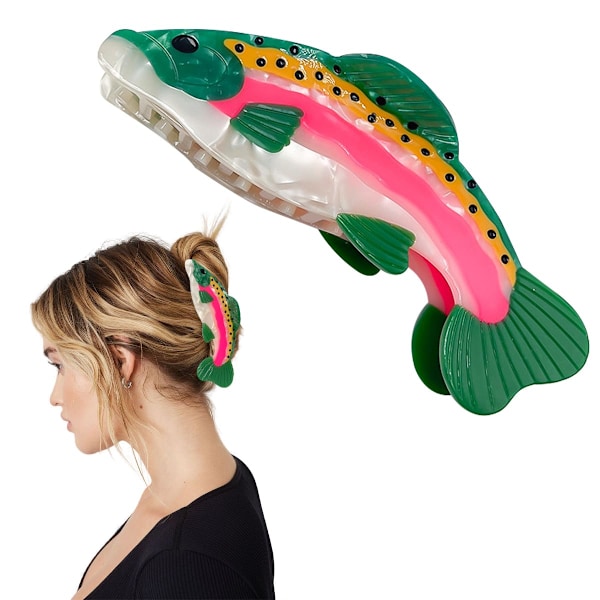 Lax Hårklämma Acetat Hårklämma Fisk Hårklämma Unik Mode Acetat Hårspänne Halkfri Starkt Grepp Käkklämma Havsdjur Fas