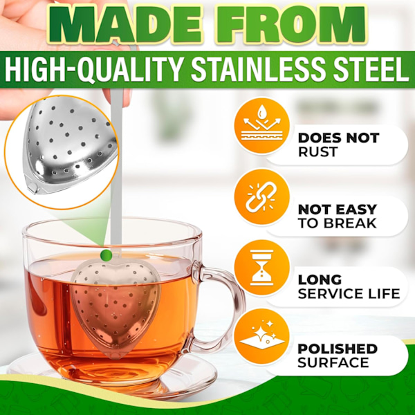 10 stk. Hjerte Te-infuser til Løs Te - Te-diffusere til Løse Te-blade Te-si til Løs Te Infuser Ske - Te-brygger