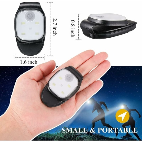 2 stycken LED-klämmor för utomhusbruk, nattklämmor för löpning, reflekterande
