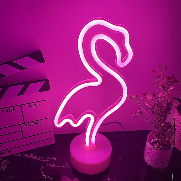Flamingon neonikyltti yövalo paristoilla/USB-liitännällä - LED - sopii