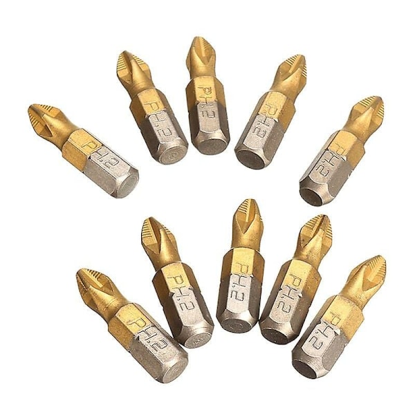 Borchuck 10 stk Titanbelagte Magnetiske Phillips Skrutrekker B