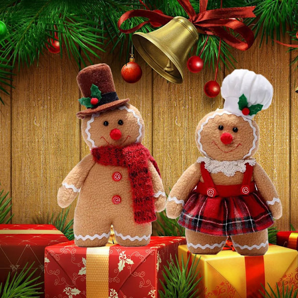 2 Pakkaa Joulupukki Tonttu Plushie Piparkakku Tonttuja - Herra ja Rouva Chri