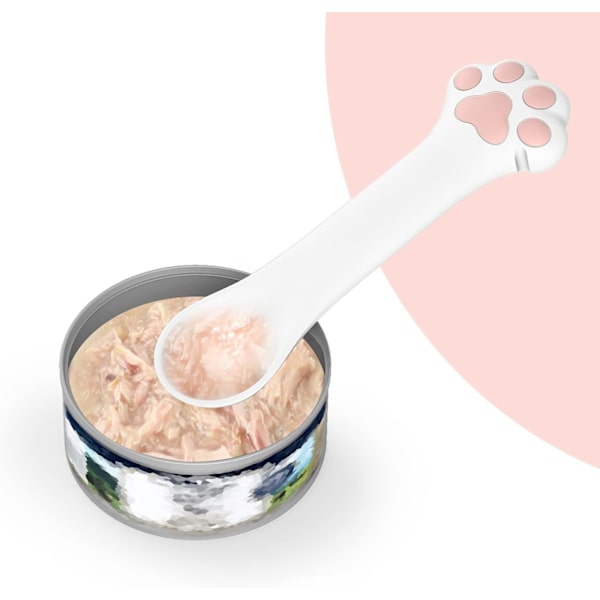 Sæt med 2 katteskeer, dåseåbner og scoop til kæledyrsfoder, kattespatel til vådfoder, dåseåbner med mini-spatel til hunde og katte, Wh