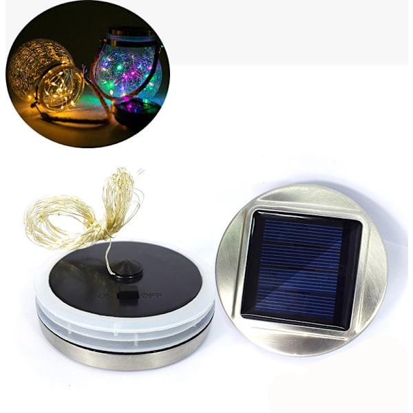 3-pack Masonburklock med LED-ljusslingor, vattentäta, solcellsdrivna, 2 m, 20 LED