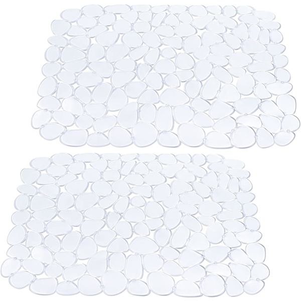 (Klar, 2-pack) Pebble Diskbänksmattor för Rostfritt Stål, PVC Diskbänksdynor Köksdiskbänksmatta för Porslinsdiskbänk