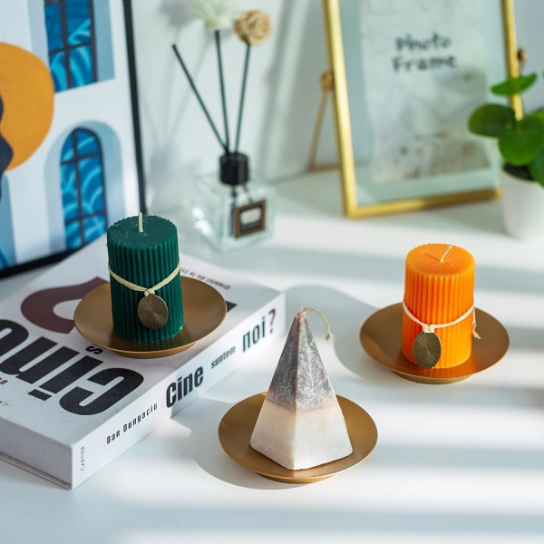 Set med 6 ljusstakar - runda ljusstakar, guld 11 cm, i