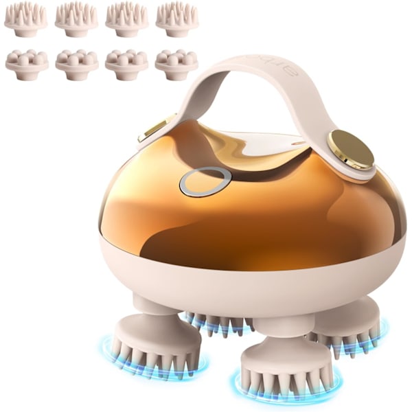 Elektrisk Hårbottenmassager Huvudmassager Hårbotten Stressavlastning, 5 i 1 Vattentät Handhållen Knådande Hårmassage med 8 Avtagbara Massageklor Kattmassager