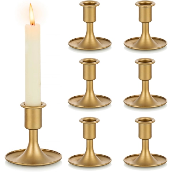 Guld bryllup lysestager kandelaber - sæt med 6 små dekorative