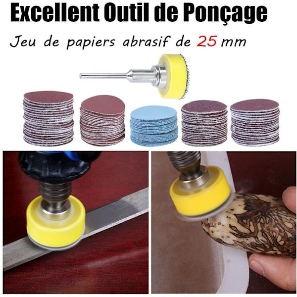 Paketet med 100 Runda Slippapper 25mm, Självhäftande Slippapper Gri
