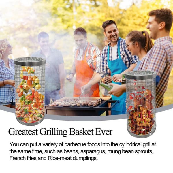 2 stk. 20 cm Rustfrit Stål Grillkurv, Rund Grillbur, 