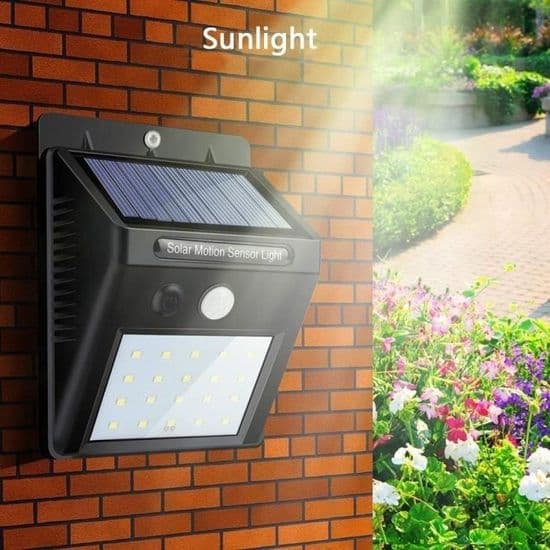 Sett med 4 utendørs solcellelamper, 20 stk LED vanntett utendørs solcelle
