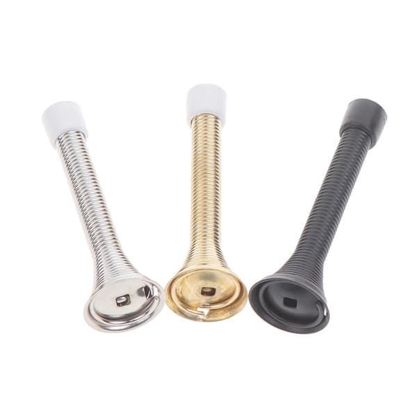 12x Fjedrende Dørstopper (Sort) 85mm Rustfrit Stål Dørstopper med
