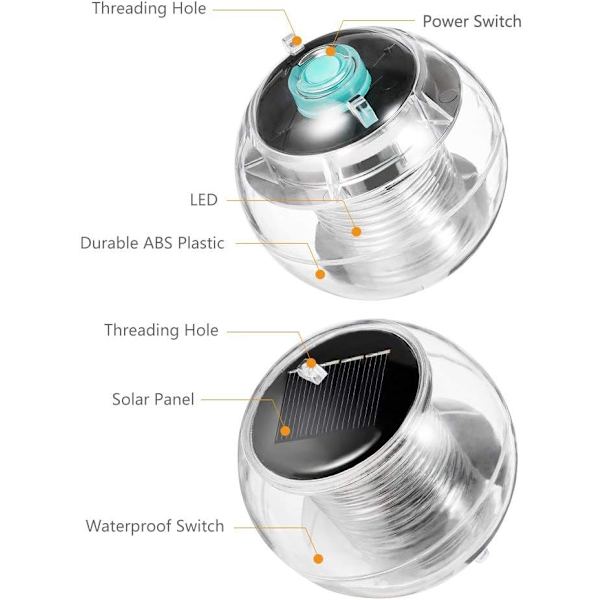 PCS Pool Light, 7 Färger Bytande Solcellsdriven Flytande Dammlampa, Vatt