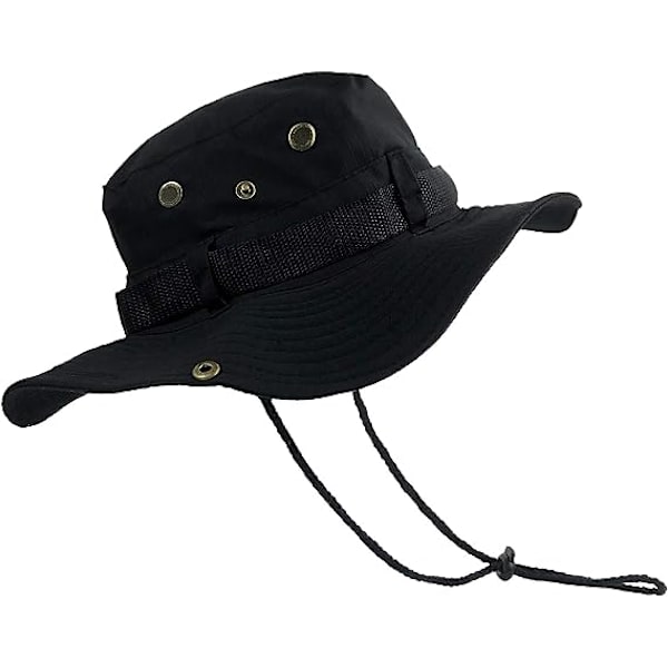 Bredbremmet fiskehatt med UV-beskyttelse, vindtett Boonie-hatt, solhatt