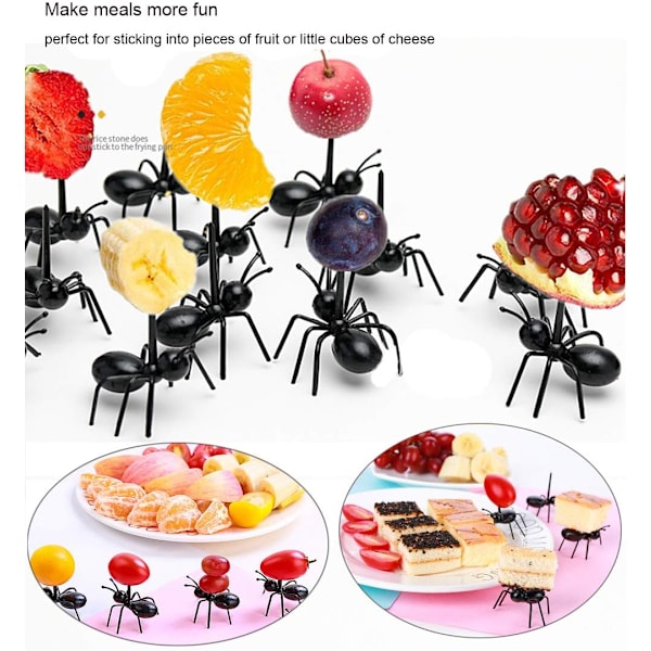 Myrtandpetare Frukt Dessert Gaffel (24 st) – Återanvändbara Myrmatpinnar Djur Aptitretare Gafflar för Snacks Kakor Dessert med Förvaringslåda för Kök Baby Sho