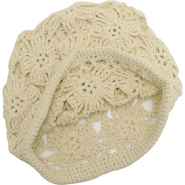 Håndlaget strikket slouchy beanie for kvinner (beige) vår høst