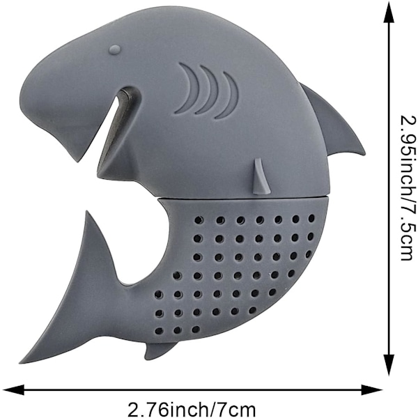 2 Pakke Hai Te-infuser, Filtre for Løs Te Gjenbrukbar, Morsom Dyreformet Sil Rustfritt Stål Kule Diffuser Tekoker for Tekopper Tekanner