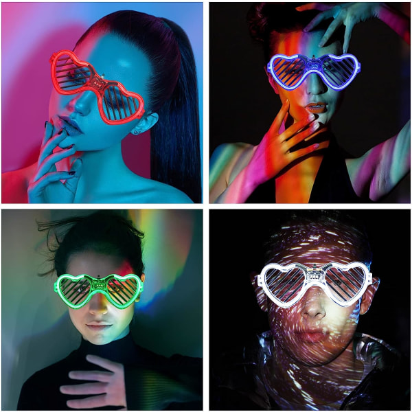 Ocean 4-pack LED-upplysta Hjärtglasögon, Blinkande Cyberpunk