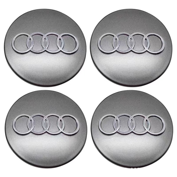 60MM 4 Pack Audi Silver Center Caps