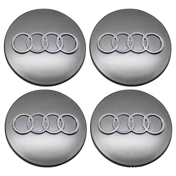 60MM 4-pak Audi Sølv Center Caps