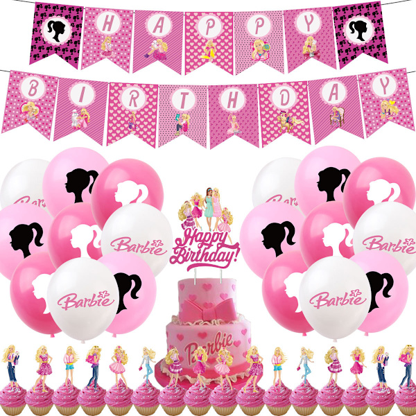 42 Dele Barbie Dekorationssæt, Barbie Tema Party Balloner, Bar