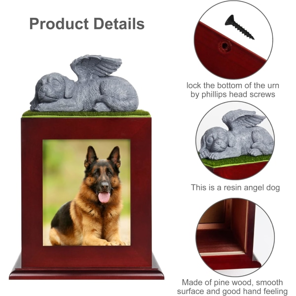 Dog urn Pet urn Pet urn Wooden dog urn with photo frame Cloth bag