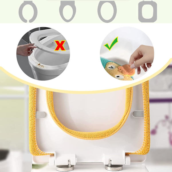 Sæt med 4 Toiletbræt Dæksler, Toiletpuder, Toiletbræt Dæksel, V