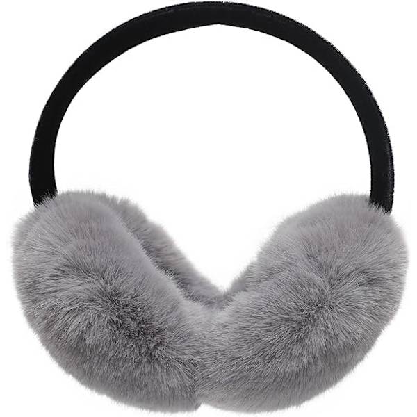 Unisex synteettiset turkis korvanlämmittimet (Harmaa), talvivaruste, korvanlämmittimet